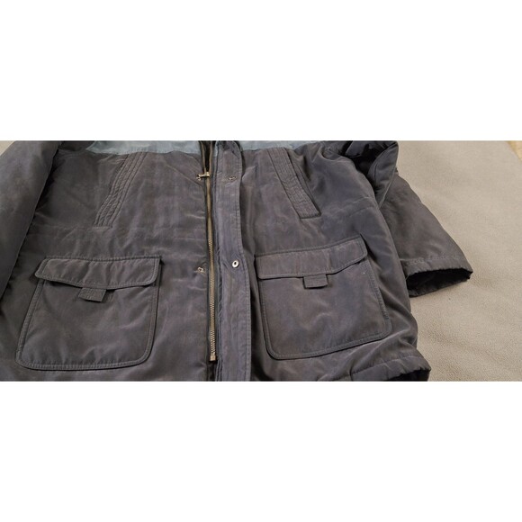 Bill Blass Men’s XL Winter Parka Black Blue Shoulder Corduroy Collar 7 Pockets - Picture 10 of 16